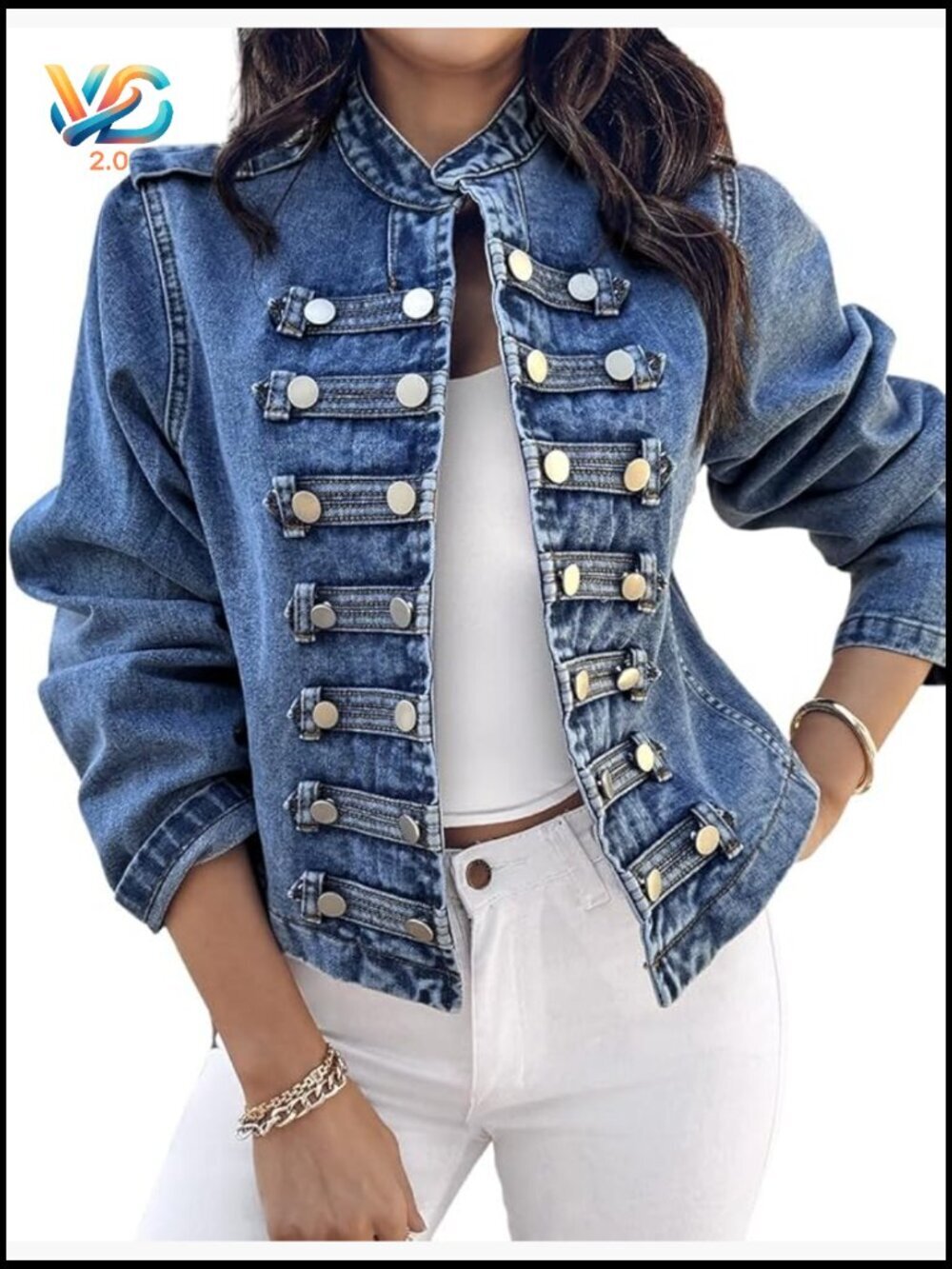 Lightweight Denim Jacket Stand Collar Long Sleeve Casual Fall Coat